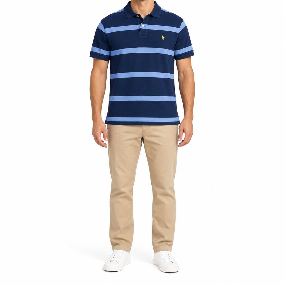 Polo by Ralph Lauren Striped Polo Shirt Navy Blue M